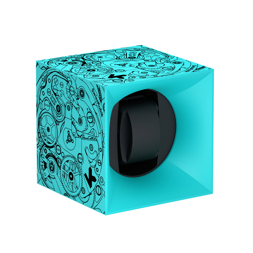 SwissKubik : remontoir montre automatique Startbox Soft Touch Turquoise 1 montre