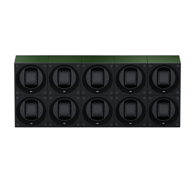 Masterbox 10 montres Aluminium Vert Foncé : écrin rotatif pour montre automatique