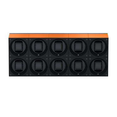 Masterbox 10 montres Aluminium Orange : écrin rotatif pour montre automatique
