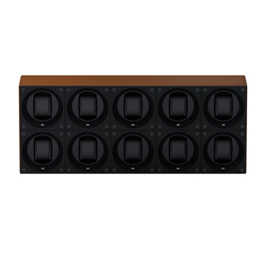 Masterbox 10 montres Cuir Cognac : écrin rotatif pour montre automatique