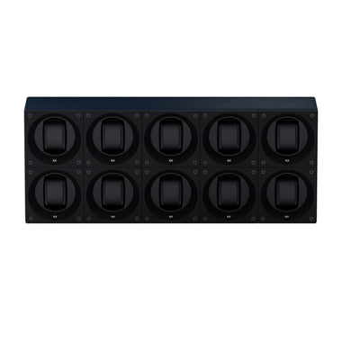 Masterbox 10 montres Cuir Bleu Marine : écrin rotatif pour montre automatique