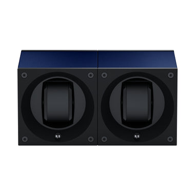 Masterbox 2 montres Aluminium Bleu Marine : écrin rotatif pour montre automatique