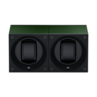 Masterbox 2 montres Aluminium Vert Foncé : écrin rotatif pour montre automatique