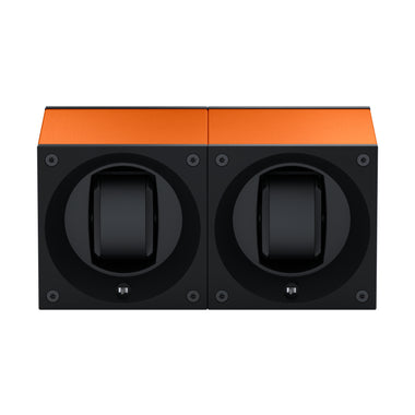 Masterbox 2 montres Aluminium Orange : écrin rotatif pour montre automatique