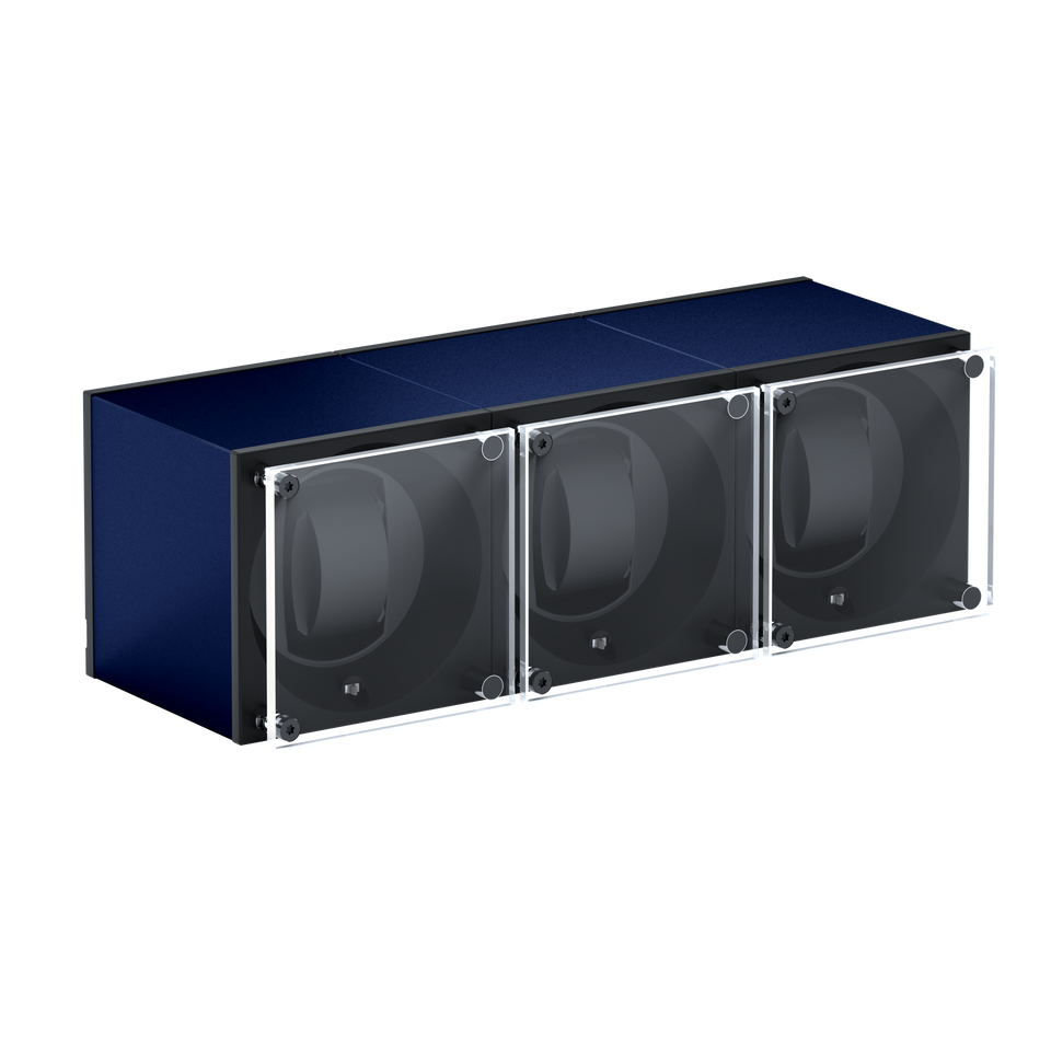 Remontoir 3 montres aluminium bleu marine Masterbox