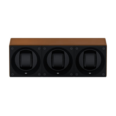 Masterbox 3 montres Cuir Cognac : écrin rotatif pour montre automatique