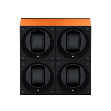 Masterbox 4 montres Aluminium Orange : écrin rotatif pour montre automatique
