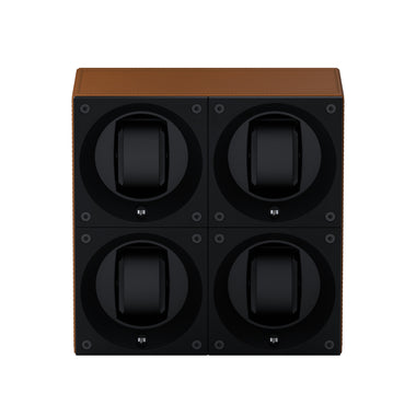 Masterbox 4 montres Cuir Cognac : écrin rotatif pour montre automatique