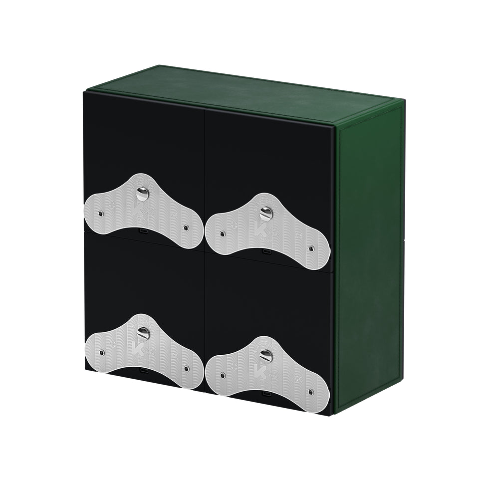 SwissKubik : remontoir montre automatique Masterbox Cuir Vert 4 montres