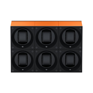 Masterbox 6 montres Aluminium Orange : écrin rotatif pour montre automatique