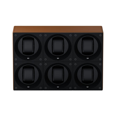 Masterbox 6 montres Cuir Cognac : écrin rotatif pour montre automatique