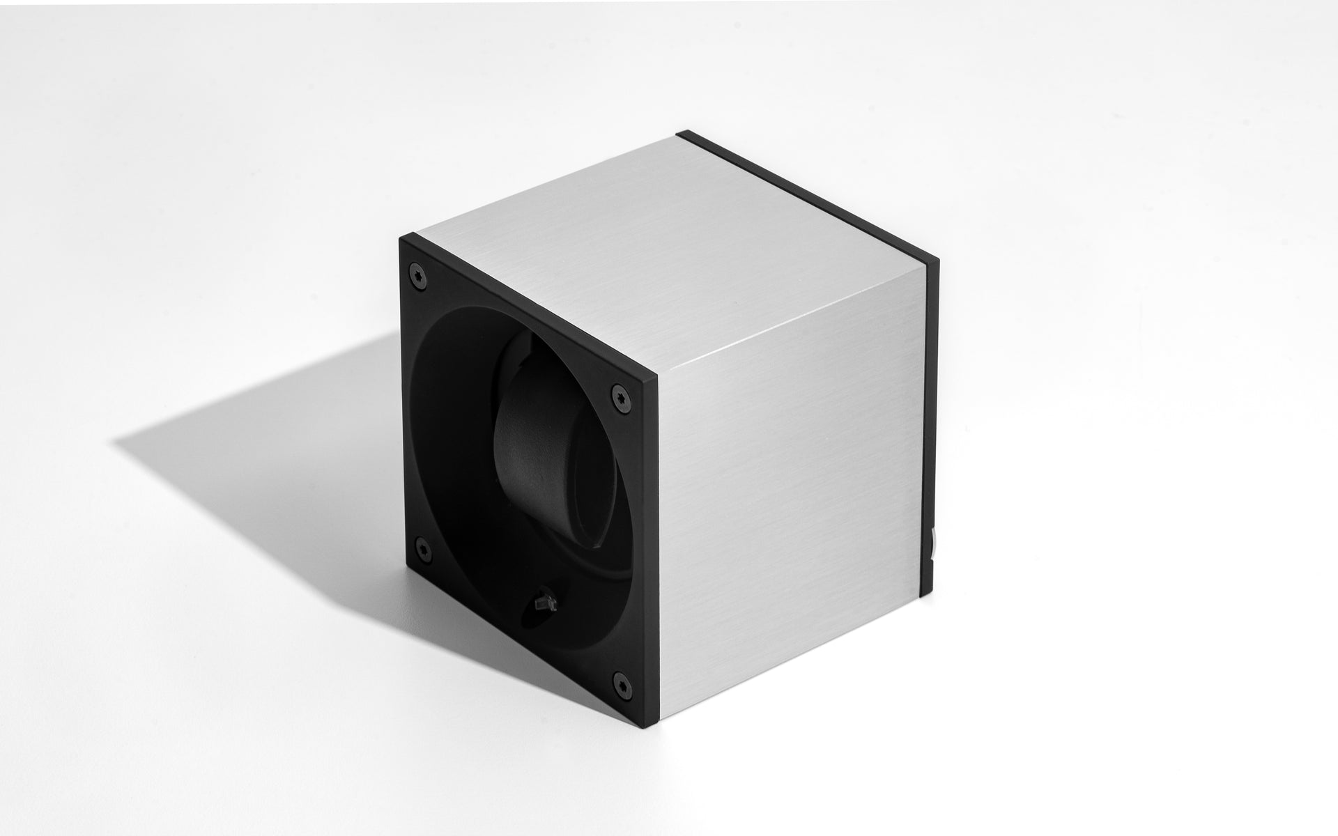 Ecrin rotatif pour montre automatique en aluminium argent brossé