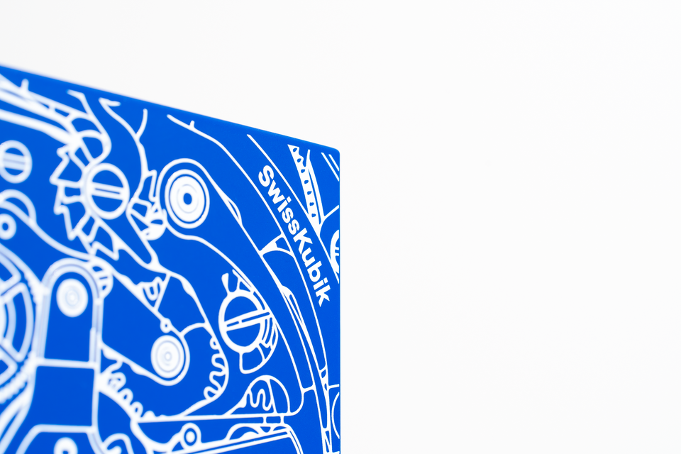 Ecrin rotatif pour montre automatique bleu mouvement blanc