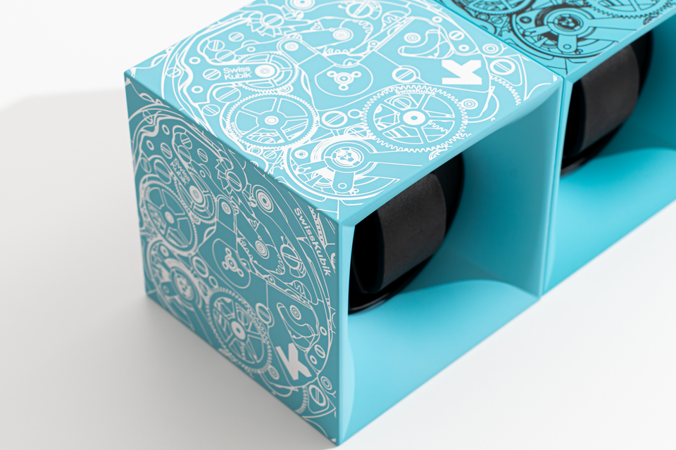 Ecrin rotatif : remontoir pour montre Startbox turquoise mouvement blanc Soft Touch