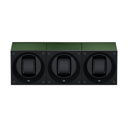 Masterbox 3 montres Aluminium Vert Foncé : écrin rotatif pour montre automatique