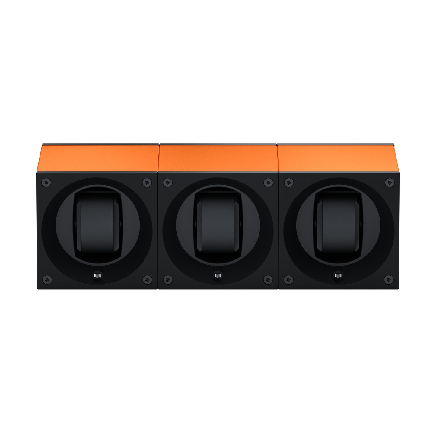 Masterbox 3 montres Aluminium Orange : écrin rotatif pour montre automatique