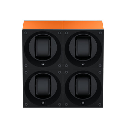 Masterbox 4 montres Aluminium Orange : écrin rotatif pour montre automatique