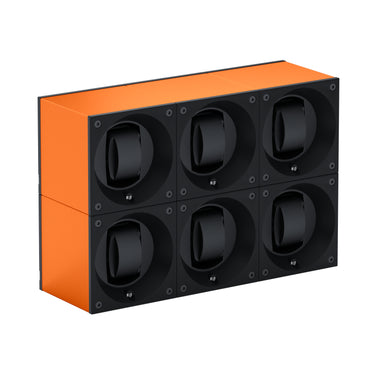 Remontoir montre automatique : Masterbox 6 montres Aluminium Orange