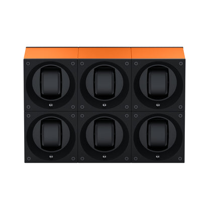 Masterbox 6 montres Aluminium Orange : écrin rotatif pour montre automatique