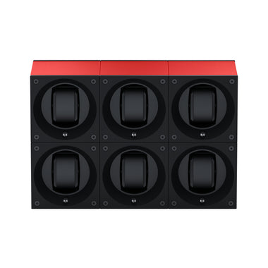 Masterbox 6 montres Aluminium Rouge : écrin rotatif pour montre automatique